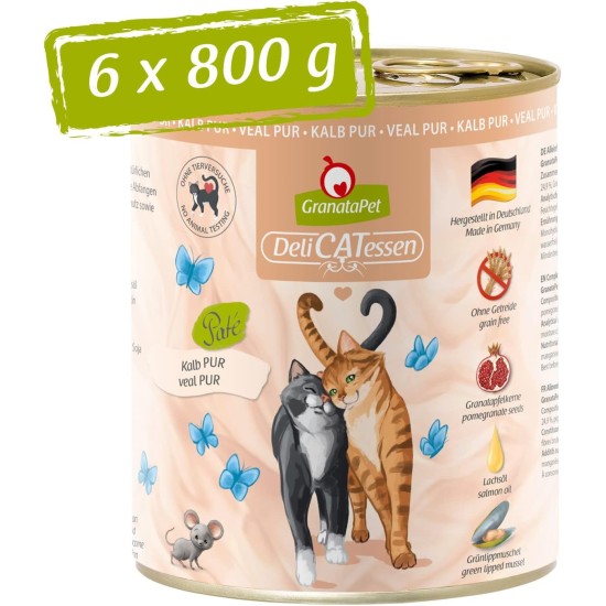 GranataPet Delicatessen Chicken PUR, Wet Food for Cats, Grain-Free Feed & No Added Sugar, Cat Food with High Meat Content and High-Quality Oils, 6 x 400 g, 198387 GranataPet Delicatessen Chicken PUR, Wet Food for Cats, Grain-Free Feed & No Added Sugar, Cat Food with High Meat Content and High-Quality Oils, 6 x 400 g, 198387