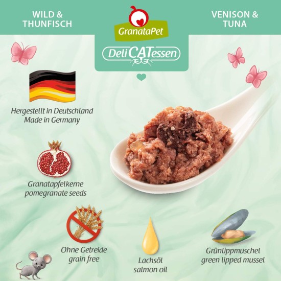 GranataPet Delicatessen Chicken PUR, Wet Food for Cats, Grain-Free Feed & No Added Sugar, Cat Food with High Meat Content and High-Quality Oils, 6 x 400 g, 198387 GranataPet Delicatessen Chicken PUR, Wet Food for Cats, Grain-Free Feed & No Added Sugar, Cat Food with High Meat Content and High-Quality Oils, 6 x 400 g, 198387