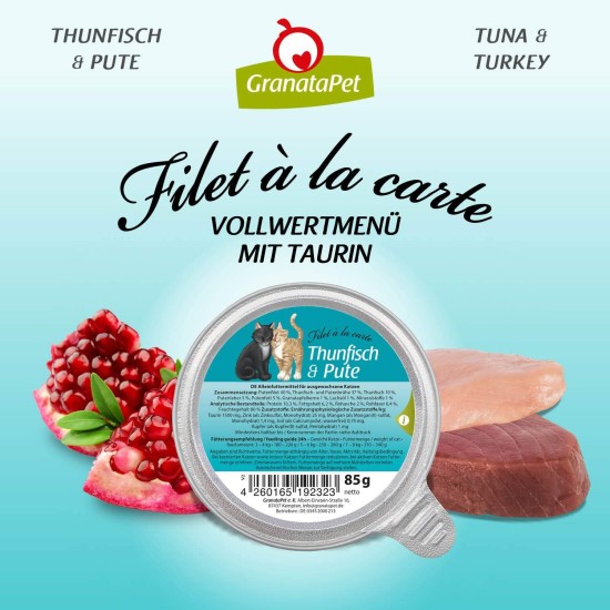 GranataPet Filet à la carte chicken PUR, wet food for cats, fillet pieces without cereals, cat food without added sugar, high meat content, 6 x 85 g GranataPet Filet à la carte chicken PUR, wet food for cats, fillet pieces without cereals, cat food without added sugar, high meat content, 6 x 85 g