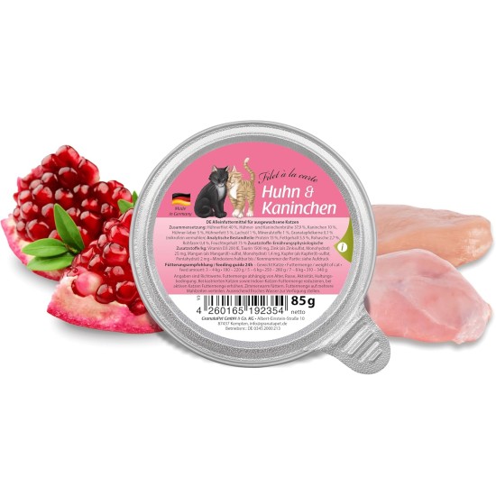 GranataPet Filet à la carte chicken PUR, wet food for cats, fillet pieces without cereals, cat food without added sugar, high meat content, 6 x 85 g GranataPet Filet à la carte chicken PUR, wet food for cats, fillet pieces without cereals, cat food without added sugar, high meat content, 6 x 85 g