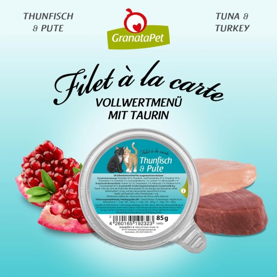 GranataPet Filet à la carte chicken PUR, wet food for cats, fillet pieces without cereals, cat food without added sugar, high meat content, 6 x 85 g GranataPet Filet à la carte chicken PUR, wet food for cats, fillet pieces without cereals, cat food without added sugar, high meat content, 6 x 85 g