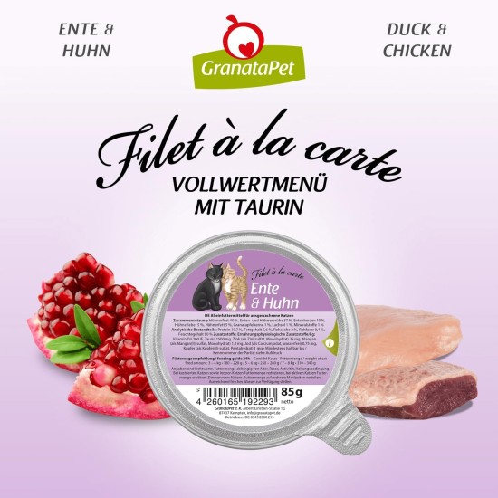 GranataPet Filet à la carte chicken PUR, wet food for cats, fillet pieces without cereals, cat food without added sugar, high meat content, 6 x 85 g GranataPet Filet à la carte chicken PUR, wet food for cats, fillet pieces without cereals, cat food without added sugar, high meat content, 6 x 85 g