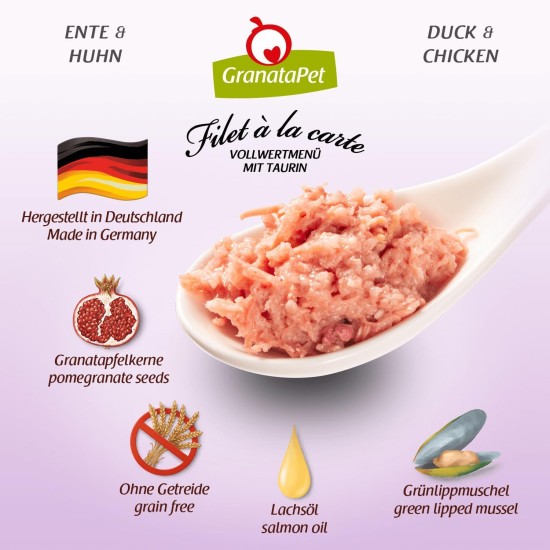 GranataPet Filet à la carte chicken PUR, wet food for cats, fillet pieces without cereals, cat food without added sugar, high meat content, 6 x 85 g GranataPet Filet à la carte chicken PUR, wet food for cats, fillet pieces without cereals, cat food without added sugar, high meat content, 6 x 85 g