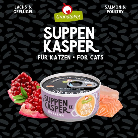 GranataPet Suppenkasper Multipack 6 Varieties, 12 x 70 g, Snacks for Cats, Treats for Extra Hydration, Soup Against Small Hunger, Cat Food without Grains and No Added Sugar GranataPet Suppenkasper Multipack 6 Varieties, 12 x 70 g, Snacks for Cats, Treats for Extra Hydration, Soup Against Small Hunger, Cat Food without Grains and No Added Sugar