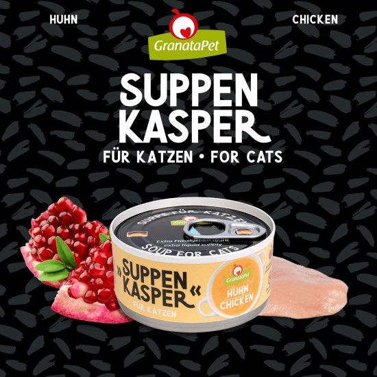 GranataPet Suppenkasper Multipack 6 Varieties, 12 x 70 g, Snacks for Cats, Treats for Extra Hydration, Soup Against Small Hunger, Cat Food without Grains and No Added Sugar GranataPet Suppenkasper Multipack 6 Varieties, 12 x 70 g, Snacks for Cats, Treats for Extra Hydration, Soup Against Small Hunger, Cat Food without Grains and No Added Sugar
