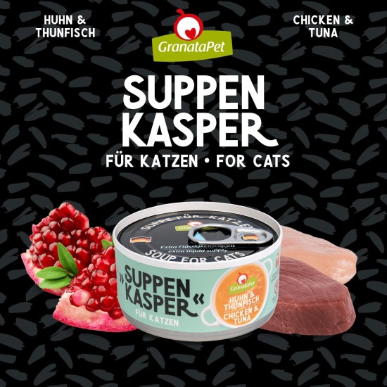 GranataPet Suppenkasper Multipack 6 Varieties, 12 x 70 g, Snacks for Cats, Treats for Extra Hydration, Soup Against Small Hunger, Cat Food without Grains and No Added Sugar GranataPet Suppenkasper Multipack 6 Varieties, 12 x 70 g, Snacks for Cats, Treats for Extra Hydration, Soup Against Small Hunger, Cat Food without Grains and No Added Sugar