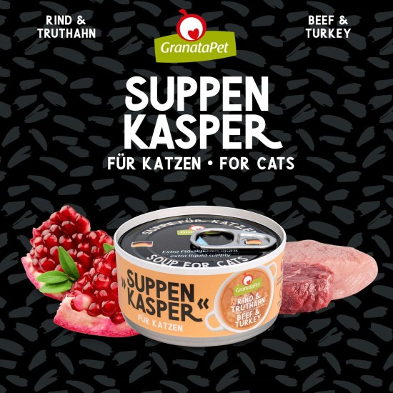 GranataPet Suppenkasper Multipack 6 Varieties, 12 x 70 g, Snacks for Cats, Treats for Extra Hydration, Soup Against Small Hunger, Cat Food without Grains and No Added Sugar GranataPet Suppenkasper Multipack 6 Varieties, 12 x 70 g, Snacks for Cats, Treats for Extra Hydration, Soup Against Small Hunger, Cat Food without Grains and No Added Sugar