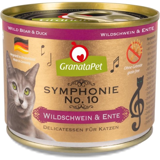 GranataPet Symphonie No. 10 Wild Boar & Duck, 6 x 200 g, Cat Food without Grains & Added Sugar, Fillet in Natural Jelly, Delicate Wet Food for Cats GranataPet Symphonie No. 10 Wild Boar & Duck, 6 x 200 g, Cat Food without Grains & Added Sugar, Fillet in Natural Jelly, Delicate Wet Food for Cats