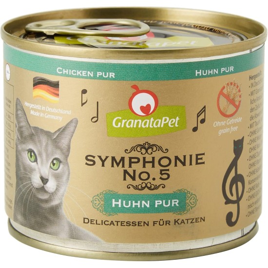 GranataPet Symphony No. 5 Chicken PUR, 6 x 200 g, Cat Food without Grains and Added Sugar, Fillet in Natural Jelly, Delicate Wet Food for Cats GranataPet Symphony No. 5 Chicken PUR, 6 x 200 g, Cat Food without Grains and Added Sugar, Fillet in Natural Jelly, Delicate Wet Food for Cats