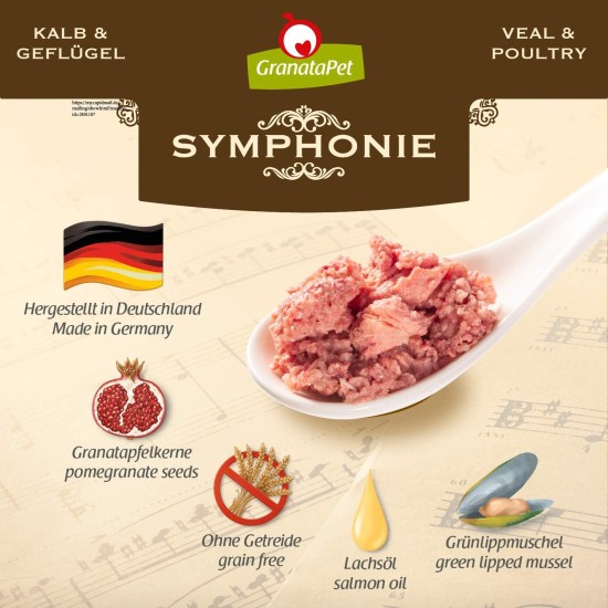 GranataPet Symphony No. Veal & Poultry, 6 x 200 g, Cat Food without Grains & Added Sugar, Fillet in Natural Jelly, Delicate Wet Food for Cats 6 pcs GranataPet Symphony No. Veal & Poultry, 6 x 200 g, Cat Food without Grains & Added Sugar, Fillet in Natural Jelly, Delicate Wet Food for Cats 6 pcs