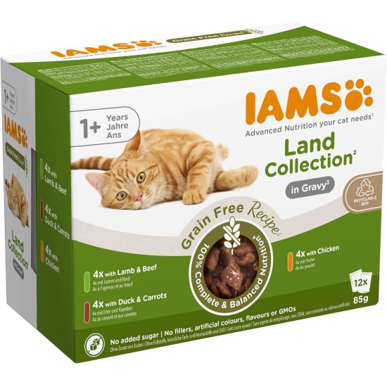 IAMS Advanced Nutrition Wet Food Grain Free Country Collection in Sauce for Cats from 1 Year Old 1.02 kg IAMS Advanced Nutrition Wet Food Grain Free Country Collection in Sauce for Cats from 1 Year Old 1.02 kg
