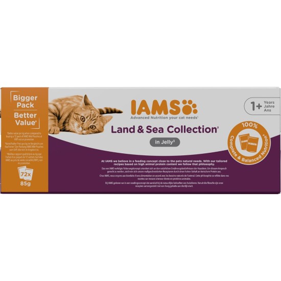 IAMS Delights Land & Sea Collection Wet Cat Food, Multipack with Meat and Fish Varieties in Sauce, Wet Food for Cats from 1 Year, 12 x 85 g IAMS Delights Land & Sea Collection Wet Cat Food, Multipack with Meat and Fish Varieties in Sauce, Wet Food for Cats from 1 Year, 12 x 85 g