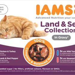 IAMS Delights Land & Sea Collection Wet Cat Food, Multipack with Meat and Fish Varieties in Sauce, Wet Food for Cats from 1 Year, 12 x 85 g IAMS Delights Land & Sea Collection Wet Cat Food, Multipack with Meat and Fish Varieties in Sauce, Wet Food for Cats from 1 Year, 12 x 85 g