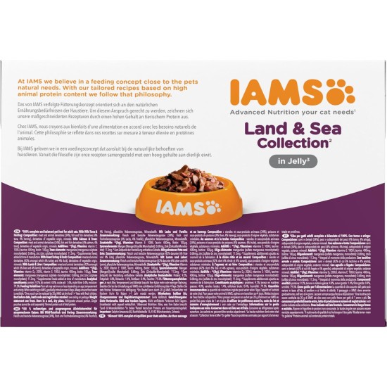 IAMS Delights Land & Sea Collection Wet Cat Food, Multipack with Meat and Fish Varieties in Sauce, Wet Food for Cats from 1 Year, 12 x 85 g IAMS Delights Land & Sea Collection Wet Cat Food, Multipack with Meat and Fish Varieties in Sauce, Wet Food for Cats from 1 Year, 12 x 85 g