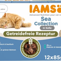 IAMS Delights Sea Collection Cat Food, Wet Grain-Free, Multipack with Fish Varieties in Sauce, Grain-Free Wet Food for Cats from 1 Year, 12 x 85 g IAMS Delights Sea Collection Cat Food, Wet Grain-Free, Multipack with Fish Varieties in Sauce, Grain-Free Wet Food for Cats from 1 Year, 12 x 85 g