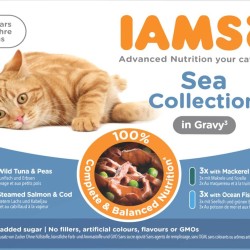 IAMS Delights Sea Collection Wet Cat Food - Multipack with Fish Varieties (Salmon, Tuna, Trout, Sea Fish) in Jelly or Sauce, Wet Food for Cats from 1 Year, 12 x 85 g IAMS Delights Sea Collection Wet Cat Food - Multipack with Fish Varieties (Salmon, Tuna, Trout, Sea Fish) in Jelly or Sauce, Wet Food for Cats from 1 Year, 12 x 85 g