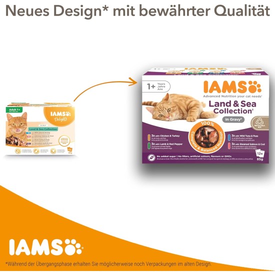 IAMS Delights Wet Cat Food with Tuna & Herring in Jelly - Multipack for Adult Cats, 24 x 85 g IAMS Delights Wet Cat Food with Tuna & Herring in Jelly - Multipack for Adult Cats, 24 x 85 g
