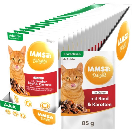 IAMS Delights Wet Cat Food with Tuna & Herring in Jelly - Multipack for Adult Cats, 24 x 85 g IAMS Delights Wet Cat Food with Tuna & Herring in Jelly - Multipack for Adult Cats, 24 x 85 g