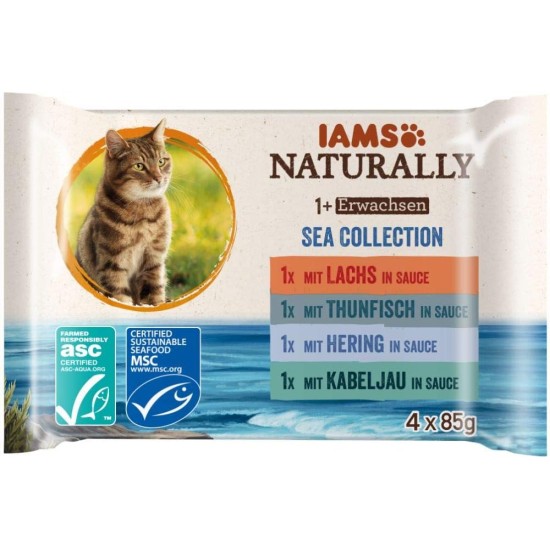IAMS Naturally Wet Cat Food in Sauce, High-Quality Wet Food with Fish / Meat for Adult or Senior Cats, Various Sizes (4 x 85 g / 12 x 85 g) IAMS Naturally Wet Cat Food in Sauce, High-Quality Wet Food with Fish / Meat for Adult or Senior Cats, Various Sizes (4 x 85 g / 12 x 85 g)