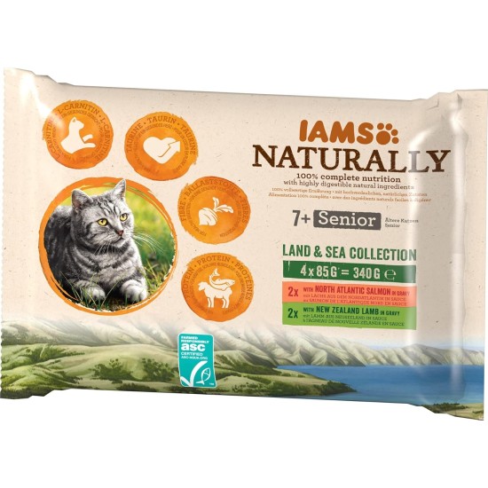 IAMS Naturally Wet Cat Food in Sauce, High-Quality Wet Food with Fish / Meat for Adult or Senior Cats, Various Sizes (4 x 85 g / 12 x 85 g) IAMS Naturally Wet Cat Food in Sauce, High-Quality Wet Food with Fish / Meat for Adult or Senior Cats, Various Sizes (4 x 85 g / 12 x 85 g)