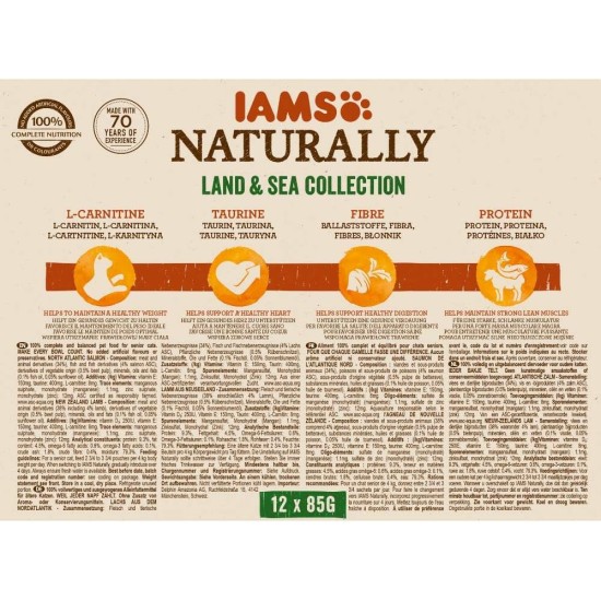 IAMS Naturally Wet Cat Food in Sauce, High-Quality Wet Food with Fish / Meat for Adult or Senior Cats, Various Sizes (4 x 85 g / 12 x 85 g) IAMS Naturally Wet Cat Food in Sauce, High-Quality Wet Food with Fish / Meat for Adult or Senior Cats, Various Sizes (4 x 85 g / 12 x 85 g)