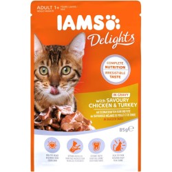 Iams Adult Delights Adult Chicken & Turkey, Wet Food for Cats, Sampler, Single Bag (85 g) Iams Adult Delights Adult Chicken & Turkey, Wet Food for Cats, Sampler, Single Bag (85 g)