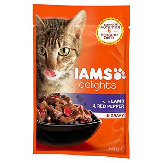 Iams Delights Adult With Lamb and Red Pepper In Gravy, 85 g Iams Delights Adult With Lamb and Red Pepper In Gravy, 85 g