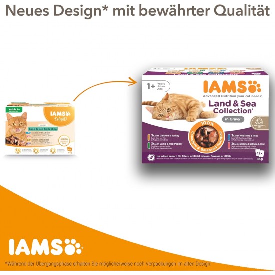 Iams Delights Wet Cat Food with Tuna & Herring in Jelly - Multipack for Adult Cats, 24 x 85 g Iams Delights Wet Cat Food with Tuna & Herring in Jelly - Multipack for Adult Cats, 24 x 85 g