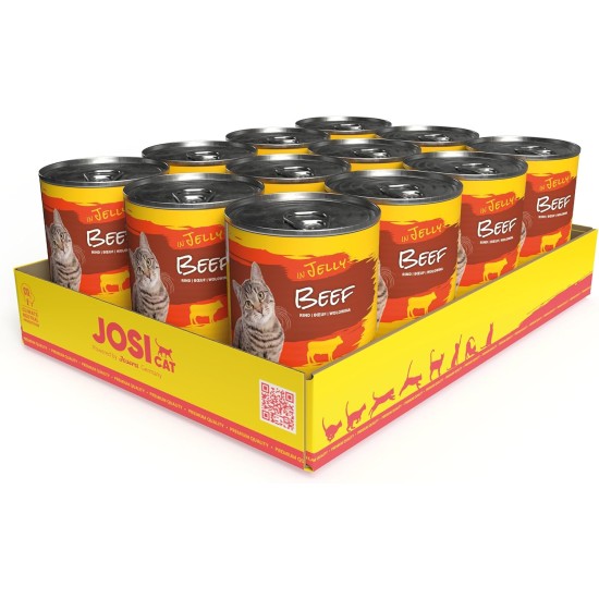 JosiCat Beef in Jelly (12 x 400 g) | Adult | Premium Wet Food for Adult Cats | Beef in Jelly | Vitamin D3 & E | Grain-Free | Powered by Josera | Wet Cat Food | Pack of 12 JosiCat Beef in Jelly (12 x 400 g) | Adult | Premium Wet Food for Adult Cats | Beef in Jelly | Vitamin D3 & E | Grain-Free | Powered by Josera | Wet Cat Food | Pack of 12