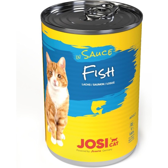 JosiCat Fish in Sauce (12 x 415 g) | Adult | Premium Wet Food for Adult Cats | Pollock in Sauce | Vitamin D3 & E | Powered by Josera | Wet Cat Food | Complete Food | Pack of 12 JosiCat Fish in Sauce (12 x 415 g) | Adult | Premium Wet Food for Adult Cats | Pollock in Sauce | Vitamin D3 & E | Powered by Josera | Wet Cat Food | Complete Food | Pack of 12