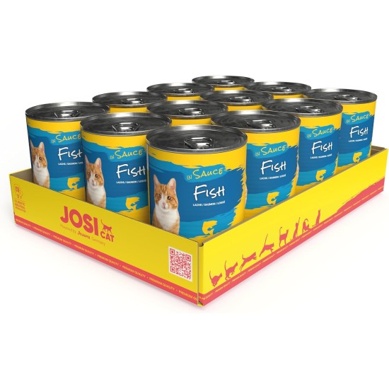 JosiCat Fish in Sauce (12 x 415 g) | Adult | Premium Wet Food for Adult Cats | Pollock in Sauce | Vitamin D3 & E | Powered by Josera | Wet Cat Food | Complete Food | Pack of 12 JosiCat Fish in Sauce (12 x 415 g) | Adult | Premium Wet Food for Adult Cats | Pollock in Sauce | Vitamin D3 & E | Powered by Josera | Wet Cat Food | Complete Food | Pack of 12