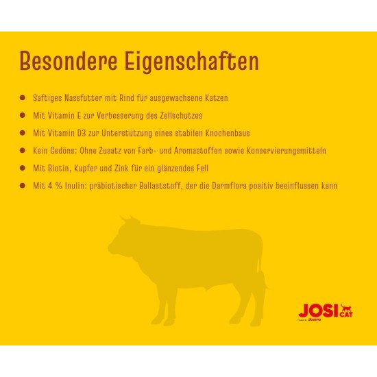 JosiCat Paté with Beef (32 x 100 g) | Adult | Premium Wet Food for Adult Cats | Pate with Beef | Vitamin D3 & E | Grain-Free | Powered by Josera | Wet Cat Food | Pack of 32 JosiCat Paté with Beef (32 x 100 g) | Adult | Premium Wet Food for Adult Cats | Pate with Beef | Vitamin D3 & E | Grain-Free | Powered by Josera | Wet Cat Food | Pack of 32