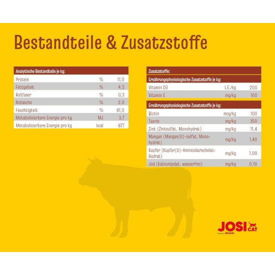 JosiCat Paté with Beef (32 x 100 g) | Adult | Premium Wet Food for Adult Cats | Pate with Beef | Vitamin D3 & E | Grain-Free | Powered by Josera | Wet Cat Food | Pack of 32 JosiCat Paté with Beef (32 x 100 g) | Adult | Premium Wet Food for Adult Cats | Pate with Beef | Vitamin D3 & E | Grain-Free | Powered by Josera | Wet Cat Food | Pack of 32