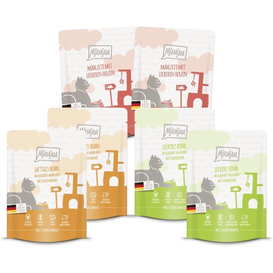 MjAMjAM - 300 g pouch bag mix pack 1 - premium wet food for cats, delicious meals for your cat 6 x 300 g