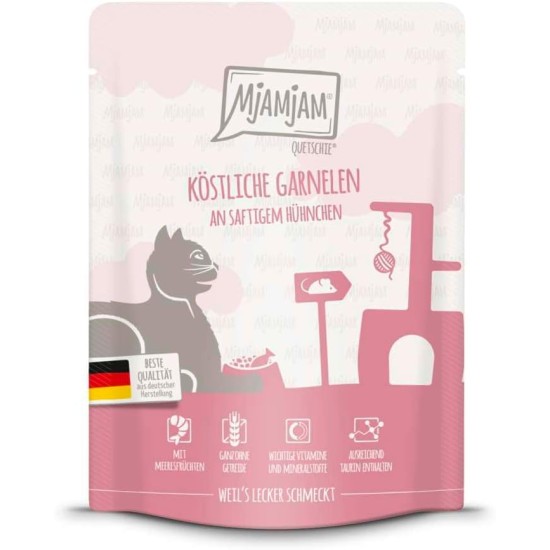 MjAMjAM - Premium Wet Cat Food - Squeezy - Delicious Shrimp with Juicy Chicken, 1 Pack (1 x 300 g), Grain-Free with Additional Meat MjAMjAM - Premium Wet Cat Food - Squeezy - Delicious Shrimp with Juicy Chicken, 1 Pack (1 x 300 g), Grain-Free with Additional Meat