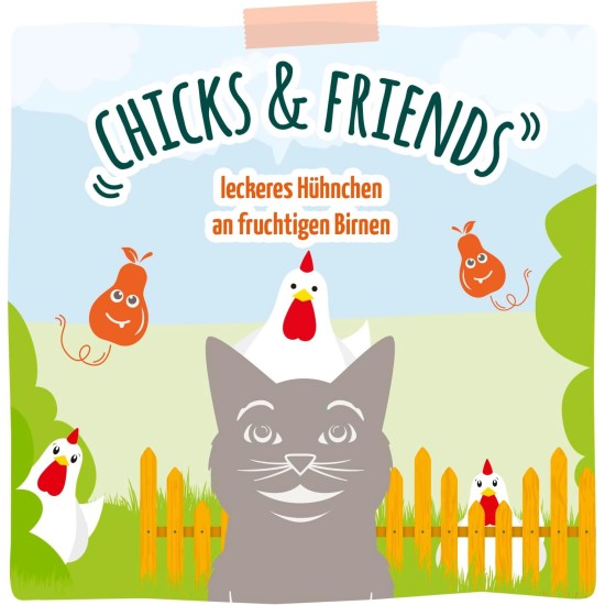MjAMjAM - Premium Wet Food for Cats - Chicks & Friends Box, Pack of 12 (12 x 125 g), Grain-Free with Extra Meat MjAMjAM - Premium Wet Food for Cats - Chicks & Friends Box, Pack of 12 (12 x 125 g), Grain-Free with Extra Meat