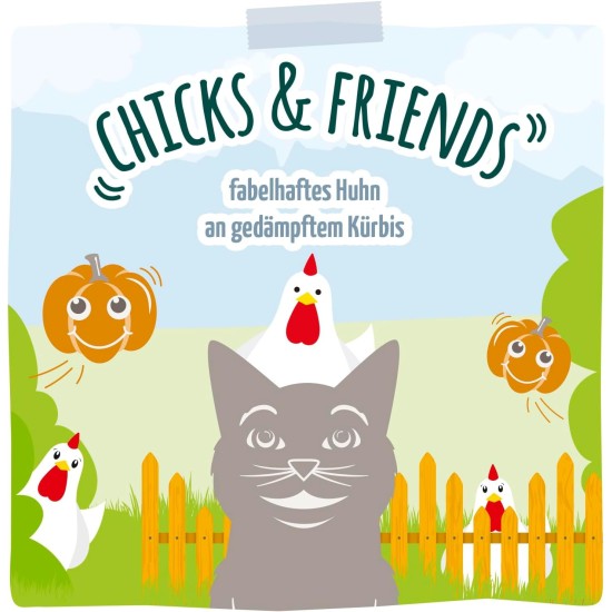 MjAMjAM - Premium Wet Food for Cats - Chicks & Friends Box, Pack of 12 (12 x 125 g), Grain-Free with Extra Meat MjAMjAM - Premium Wet Food for Cats - Chicks & Friends Box, Pack of 12 (12 x 125 g), Grain-Free with Extra Meat