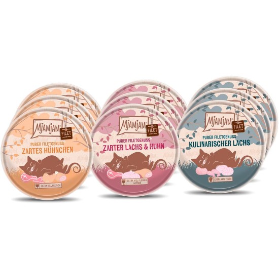 MjAMjAM - Premium Wet Food for Cats - Chicks & Friends Box, Pack of 12 (12 x 125 g), Grain-Free with Extra Meat MjAMjAM - Premium Wet Food for Cats - Chicks & Friends Box, Pack of 12 (12 x 125 g), Grain-Free with Extra Meat