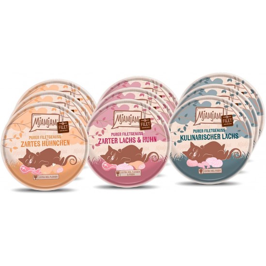 MjAMjAM - Premium Wet Food for Cats - Chicks & Friends Box, Pack of 12 (12 x 125 g), Grain-Free with Extra Meat MjAMjAM - Premium Wet Food for Cats - Chicks & Friends Box, Pack of 12 (12 x 125 g), Grain-Free with Extra Meat