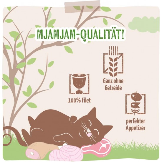 MjAMjAM - Premium Wet Food for Cats - Chicks & Friends Box, Pack of 12 (12 x 125 g), Grain-Free with Extra Meat MjAMjAM - Premium Wet Food for Cats - Chicks & Friends Box, Pack of 12 (12 x 125 g), Grain-Free with Extra Meat