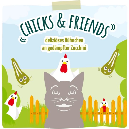 MjAMjAM - Premium Wet Food for Cats - Chicks & Friends Box, Pack of 12 (12 x 125 g), Grain-Free with Extra Meat MjAMjAM - Premium Wet Food for Cats - Chicks & Friends Box, Pack of 12 (12 x 125 g), Grain-Free with Extra Meat