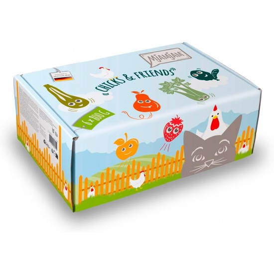 MjAMjAM - Premium Wet Food for Cats - Chicks & Friends Box, Pack of 12 (12 x 125 g), Grain-Free with Extra Meat MjAMjAM - Premium Wet Food for Cats - Chicks & Friends Box, Pack of 12 (12 x 125 g), Grain-Free with Extra Meat