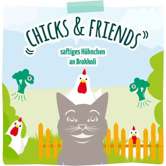 MjAMjAM - Premium Wet Food for Cats - Chicks & Friends Box, Pack of 12 (12 x 125 g), Grain-Free with Extra Meat MjAMjAM - Premium Wet Food for Cats - Chicks & Friends Box, Pack of 12 (12 x 125 g), Grain-Free with Extra Meat