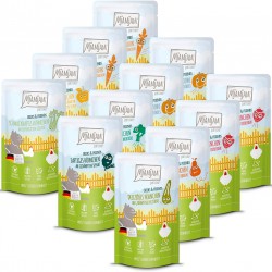 MjAMjAM - Premium Wet Food for Cats - Chicks & Friends Box, Pack of 12 (12 x 125 g), Grain-Free with Extra Meat MjAMjAM - Premium Wet Food for Cats - Chicks & Friends Box, Pack of 12 (12 x 125 g), Grain-Free with Extra Meat