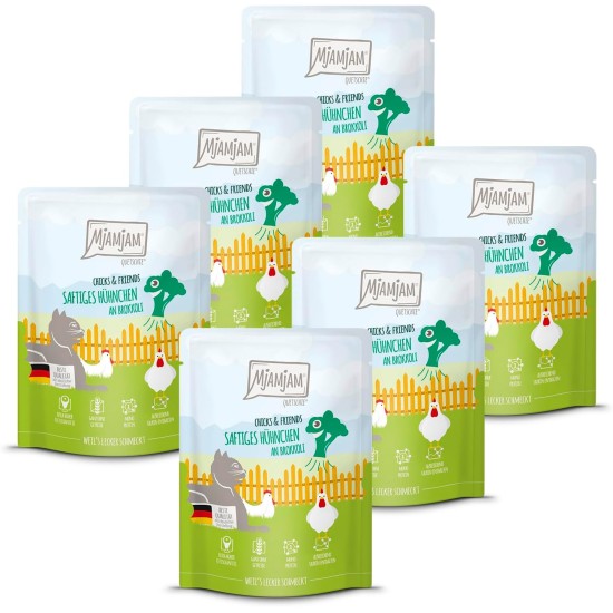 MjAMjAM - Premium Wet Food for Cats - Chicks & Friends Box, Pack of 12 (12 x 125 g), Grain-Free with Extra Meat MjAMjAM - Premium Wet Food for Cats - Chicks & Friends Box, Pack of 12 (12 x 125 g), Grain-Free with Extra Meat