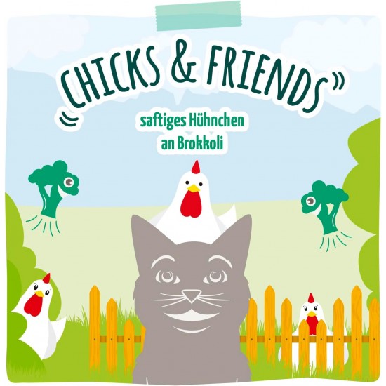 MjAMjAM - Premium Wet Food for Cats - Chicks & Friends Box, Pack of 12 (12 x 125 g), Grain-Free with Extra Meat MjAMjAM - Premium Wet Food for Cats - Chicks & Friends Box, Pack of 12 (12 x 125 g), Grain-Free with Extra Meat