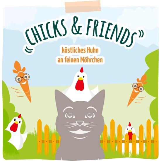 MjAMjAM - Premium Wet Food for Cats - Chicks & Friends Box, Pack of 12 (12 x 125 g), Grain-Free with Extra Meat MjAMjAM - Premium Wet Food for Cats - Chicks & Friends Box, Pack of 12 (12 x 125 g), Grain-Free with Extra Meat