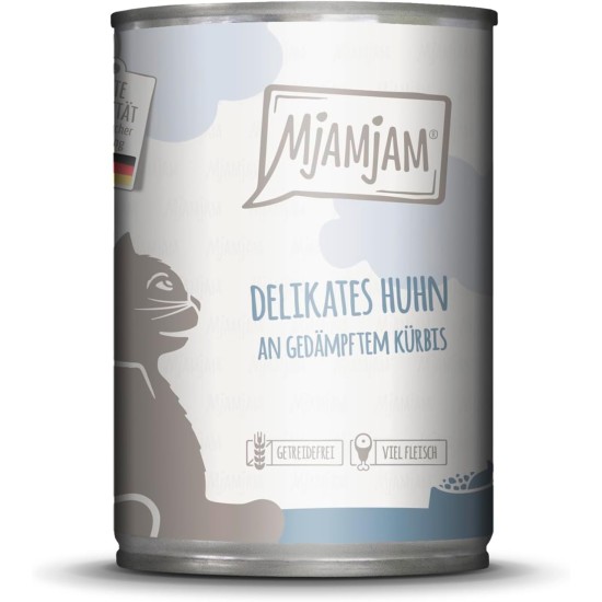 MjAMjAM - Premium Wet Food for Cats - Delicate Chicken on Steamed Pumpkin, Pack of 1 (1 x 400 g), Grain-Free with Extra Meat MjAMjAM - Premium Wet Food for Cats - Delicate Chicken on Steamed Pumpkin, Pack of 1 (1 x 400 g), Grain-Free with Extra Meat