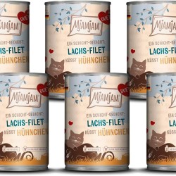 MjAMjAM - Premium Wet Food for Cats - Duet - Salmon Fillet Kisses Chicken, Pack of 6 (6 x 390 g), Grain-Free MjAMjAM - Premium Wet Food for Cats - Duet - Salmon Fillet Kisses Chicken, Pack of 6 (6 x 390 g), Grain-Free