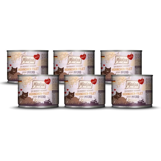 MjAMjAM - Premium Wet Food for Cats - Duet - Salmon Fillet Kisses Chicken, Pack of 6 (6 x 390 g), Grain-Free MjAMjAM - Premium Wet Food for Cats - Duet - Salmon Fillet Kisses Chicken, Pack of 6 (6 x 390 g), Grain-Free